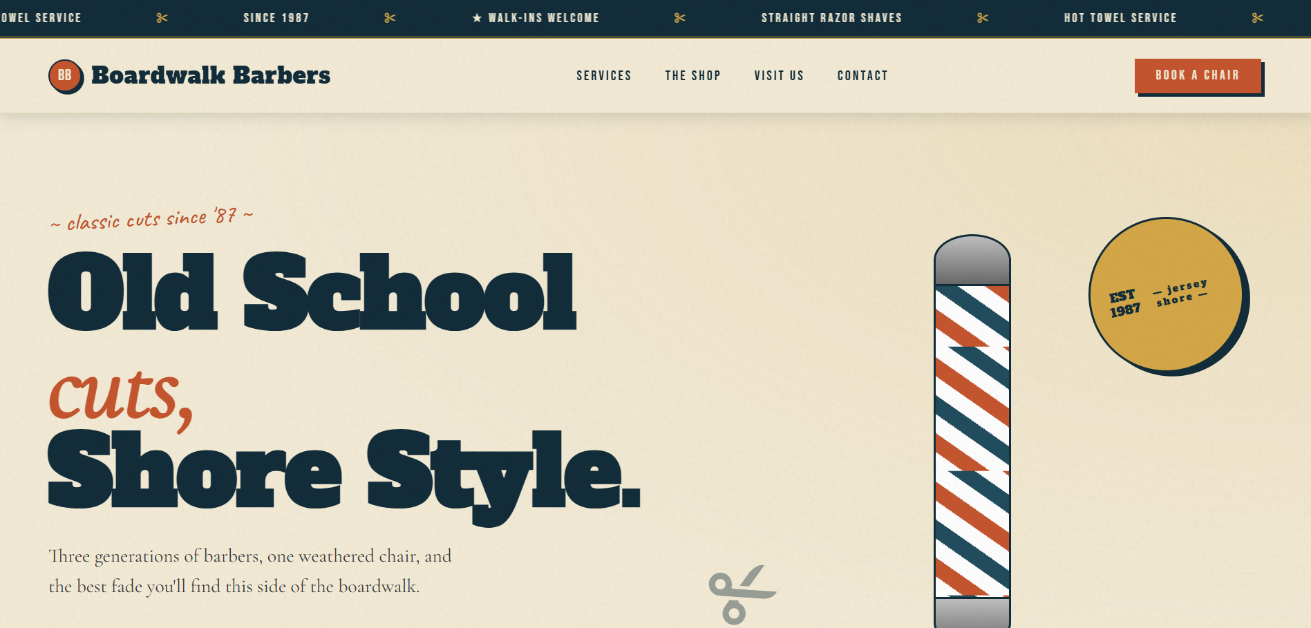 Boardwalk Barbers website preview
